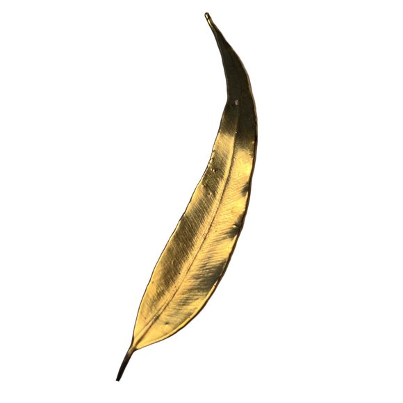 GOLD PLATED Brooch Pin Willow Leaf Australian *Some marks 4 1/4" 90's - Picture 4 of 9